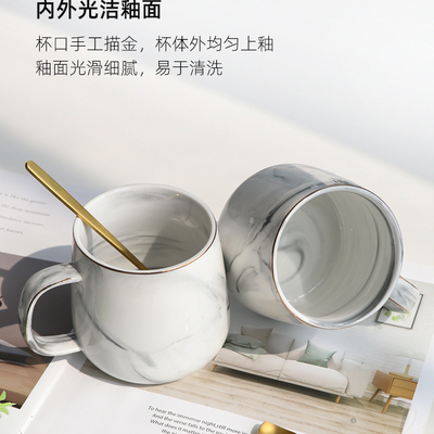 杯子男生款日式马克杯带盖勺子大容量家用陶瓷杯子夏季办公室茶杯