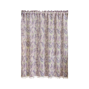 法式紫色卧室门帘纱帘厨房半帘短帘轻奢阳台飘窗窗户遮挡高级窗帘