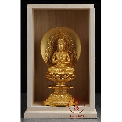 日本高冈铜器镀金生肖本命佛佛龛