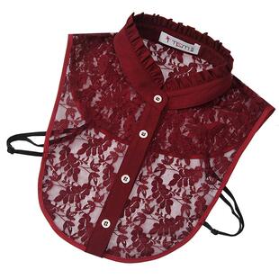 艾藤蕾丝假领子女百搭衬衫假领木耳边立领装饰内搭假衣领