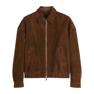 MRS Studios 柔雾感羊反绒皮工装风复古真皮夹克外套/前开衩半裙