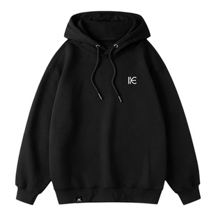 KERWATS可维特斯品牌大码男女情侣英文胸花美式大号纯棉连帽卫衣