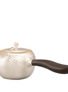 日本藏六纯银侧把泡茶壶
