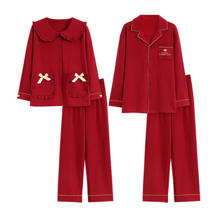 都市丽人结婚新婚情侣睡衣套装纯棉2025新款男女红色本命年家居服