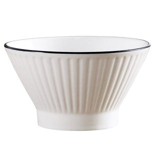 19.8元5英寸斗笠碗6只装家用高脚防烫加厚米饭碗陶瓷小汤碗可微波