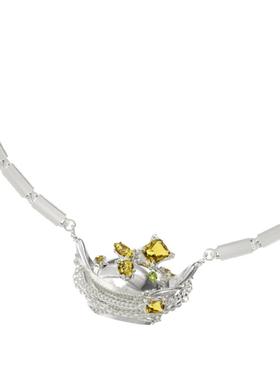 原创设计粗链条元宝镶钻项链