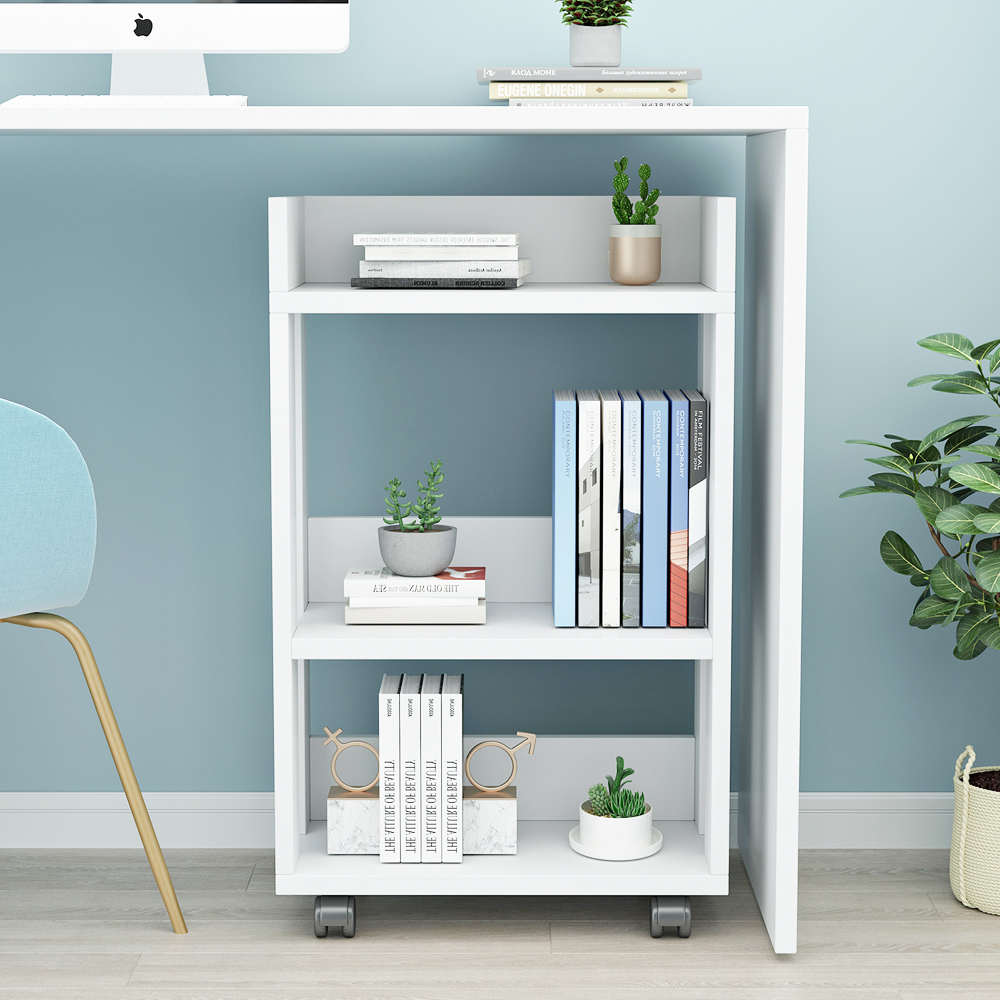 小书架可移动带轮桌下置物收纳架书桌旁书柜小型床头置物架多层简