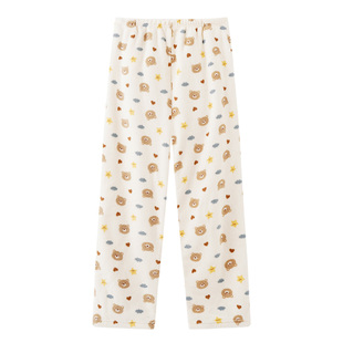 秋冬季女士睡裤珊瑚绒加绒加厚半边绒暖暖裤休闲学生大码家居裤子