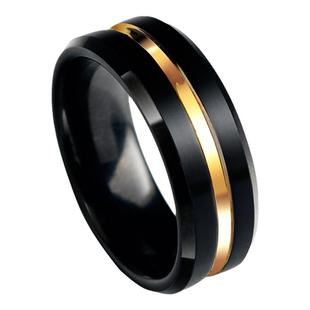 小众黑金戒指男潮个性钨金时尚食指单身戒子网红同款可刻字