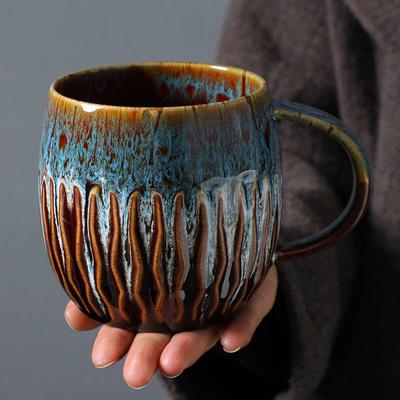 陶瓷600ml大容量马克杯家用喝水杯子高颜值早餐杯粗陶窑变咖啡杯