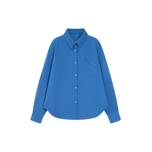 YUSSI刺绣廓形天丝衬衫女早秋新款设计感休闲通勤翻领长袖衫