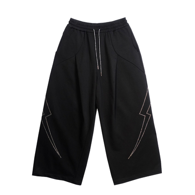 松紧腰！爆闪闪电烫钻跳舞裤卫裤