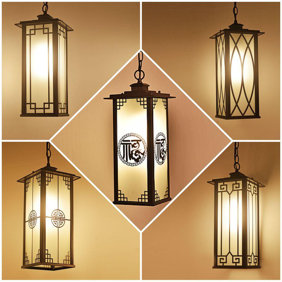 新中式太阳能户外灯防水吊灯庭院室外走廊过道凉亭阳台阳光房吊灯