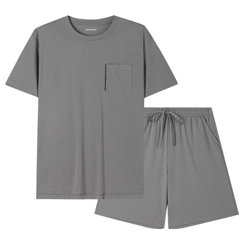 舒雅男士冰丝凉感润肤家居服套装