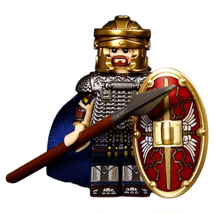 中世纪古罗马重装骑武士兵团军事武器盔甲第三方积木人仔拼装玩具