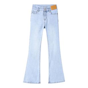 浅色微喇牛仔裤女2025新款春秋高腰修身夏季薄款小个子马蹄喇叭裤