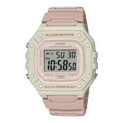卡西欧手表女CASIO W-218HC-4A2 淡粉色运动学生防水小方块电子表