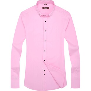 金盾秋季白衬衫男长袖韩版修身商务纯色衬衣男士寸衫男装职业正装