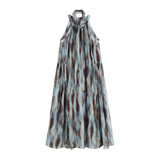 pusumede 晕染渐变系列 小众不撞款挂脖连衣裙女宽松系带吊带长裙