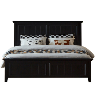 美式全实木床1.8黑色双人1米5高箱储物网红现代简约小户型主卧室