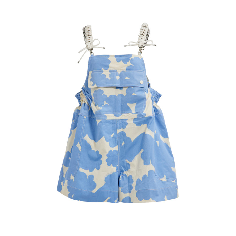 【设计师品牌XIAOLI筱李】硅胶肩带蓝白背带裤短款宽松连体裤减龄