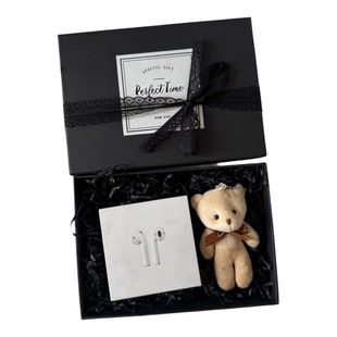 ins风黑色礼品盒蝴蝶结精美包装盒高档生日礼物盒放香水耳机cd盒