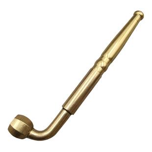 纯铜老式烟杆1公分口 黄铜烟斗锅子男士旱烟袋便携 传统老人杆