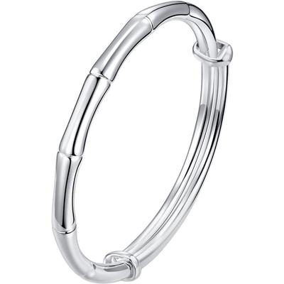 999纯银手镯竹节纯银实心镯子