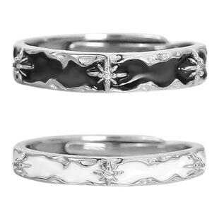 DOACH星夜相伴原创S925纯银情侣对戒活口可调节高级感不掉色戒指