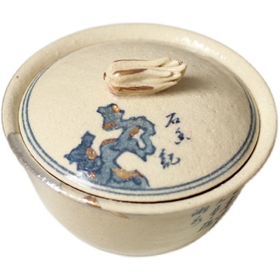 三生器物上新 湾湾手作 粗陶手绘青花盖碗主人杯复古陶瓷茶器中式