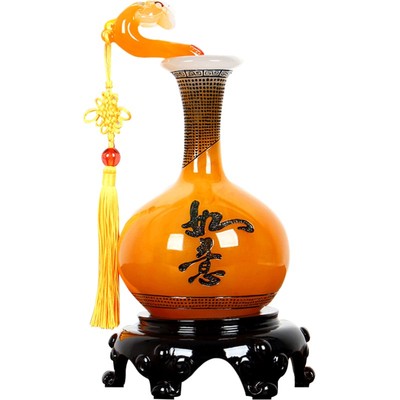 平安如意大号一对酒架电视柜花瓶