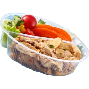 新天力一次性餐盒内胆分层饭盒圆形米线汤面分离内托外卖隔层汤碗