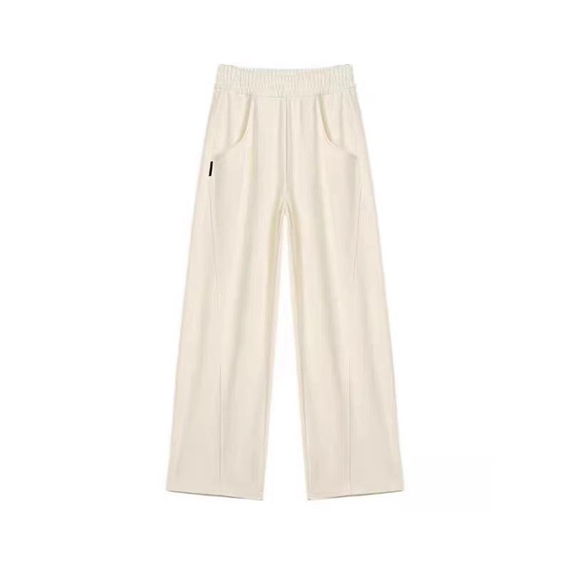 米白色镰刀裤女2026新款春季大码梨形身材遮胯显瘦阔腿直筒运动裤