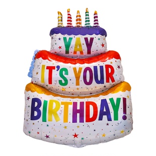 卡通生日蛋糕宝宝周岁女孩男孩派对布置儿童数字气球场景装饰拍照