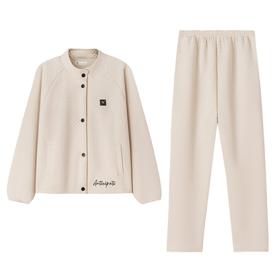 妮狄娅秋纯棉夹层情侣家居服套装