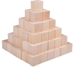 100粒原木大块木制正方体立方体积木块 数学教具儿童益智方块玩具