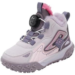 巴布豆童鞋女童加绒大棉鞋2025新款女孩加厚冬款鞋冬季儿童运动鞋