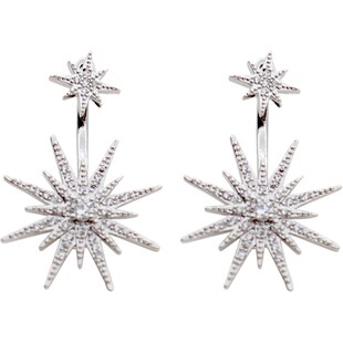 苏心925银针五角星耳钉长款耳坠女气质简约潮人耳环无耳洞耳夹