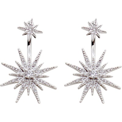 苏心925银针五角星女无耳洞耳夹