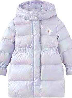 巴拉巴拉女童羽绒服中长收腰外套