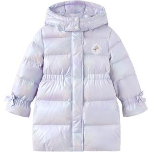 迪士尼IP巴拉巴拉女童羽绒服大童宝宝中长款收腰外套儿童冬装新款