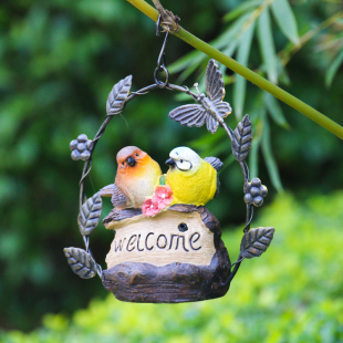 会叫的仿真小鸟装饰摆件挂件铁艺花园庭院阳台露台小院景观布置