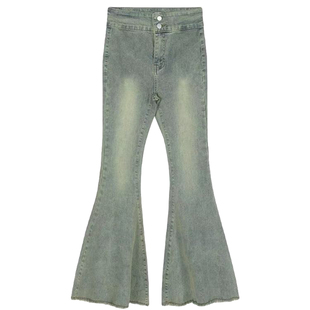 白月光浅色牛仔裤女2026年冬季加绒加厚高腰显高弹力显瘦微喇叭裤