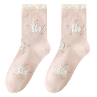 caramella秋冬新款袜子女士女款棉袜少女长袜中筒袜可爱卡通女袜