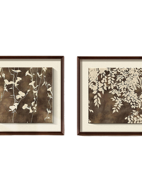 盛迪中古玄关壁画树叶植物抽象画