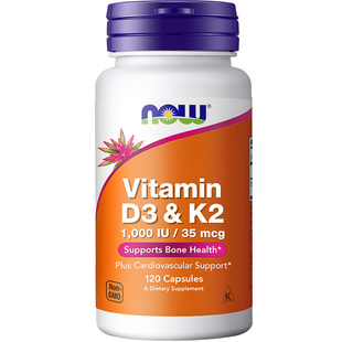 【自营】NOW复合维生素d3k2胶囊VK2mk4钙健康骨骼d3 1000iu成人女