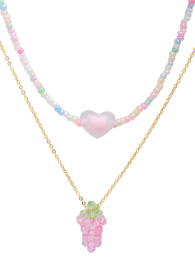 爱心葡萄小米珠项链设计感配饰