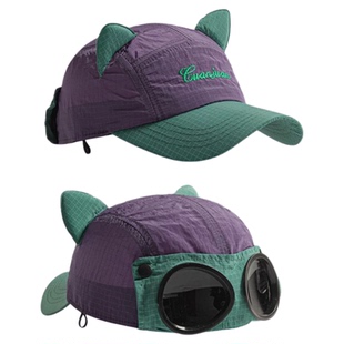 墨镜飞行员帽潮美式复古拼色速干鸭舌帽子女可爱猫耳亲子棒球帽夏