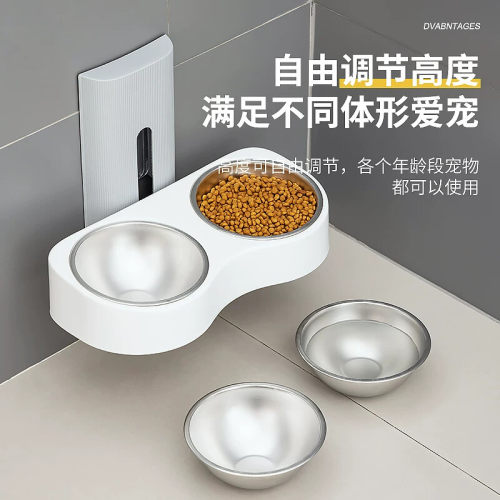 挂壁式猫碗猫食盆防打翻双碗猫咪饮水喂食器悬挂猫粮食碗保护颈椎