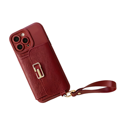 GT7适用realme GT Neo7手机壳14 13真我V60s零钱包Neo6se卡包套GT6大师探索版Neo5手提V15V50V11s酒红GT5套12